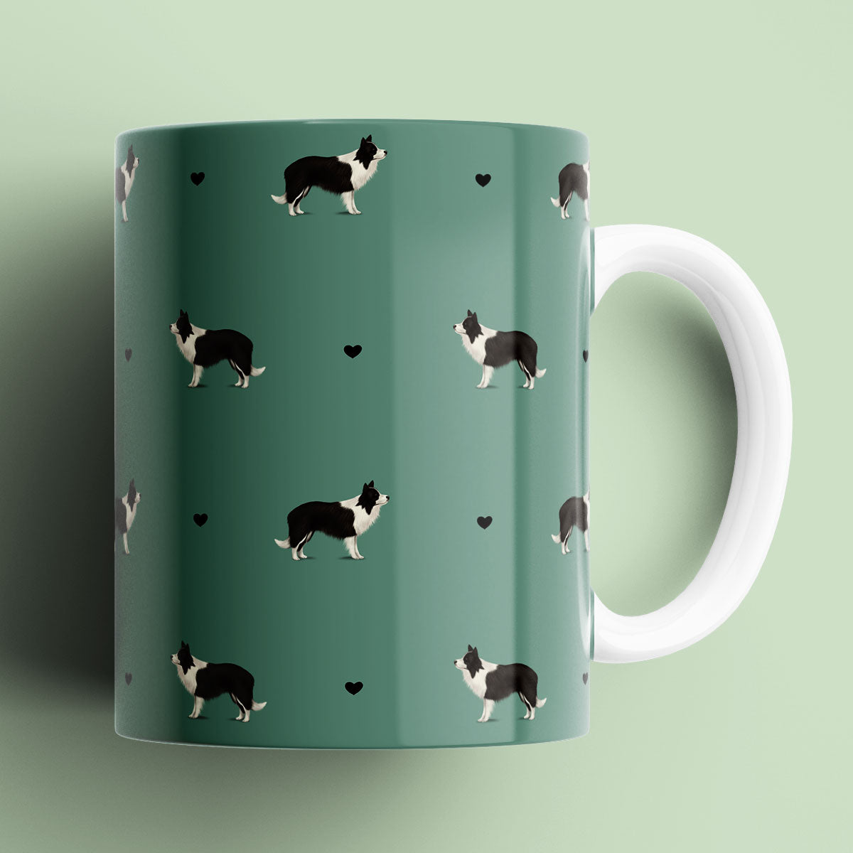 Border Collie With Hearts Pattern Mug