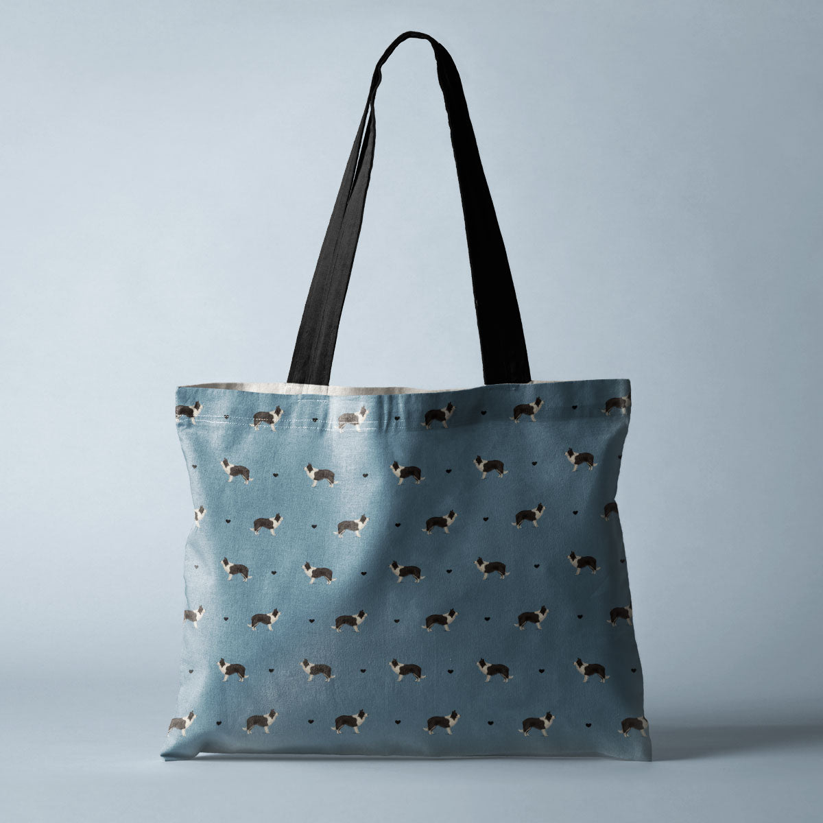 Border Collie Pattern Canvas Tote Bag