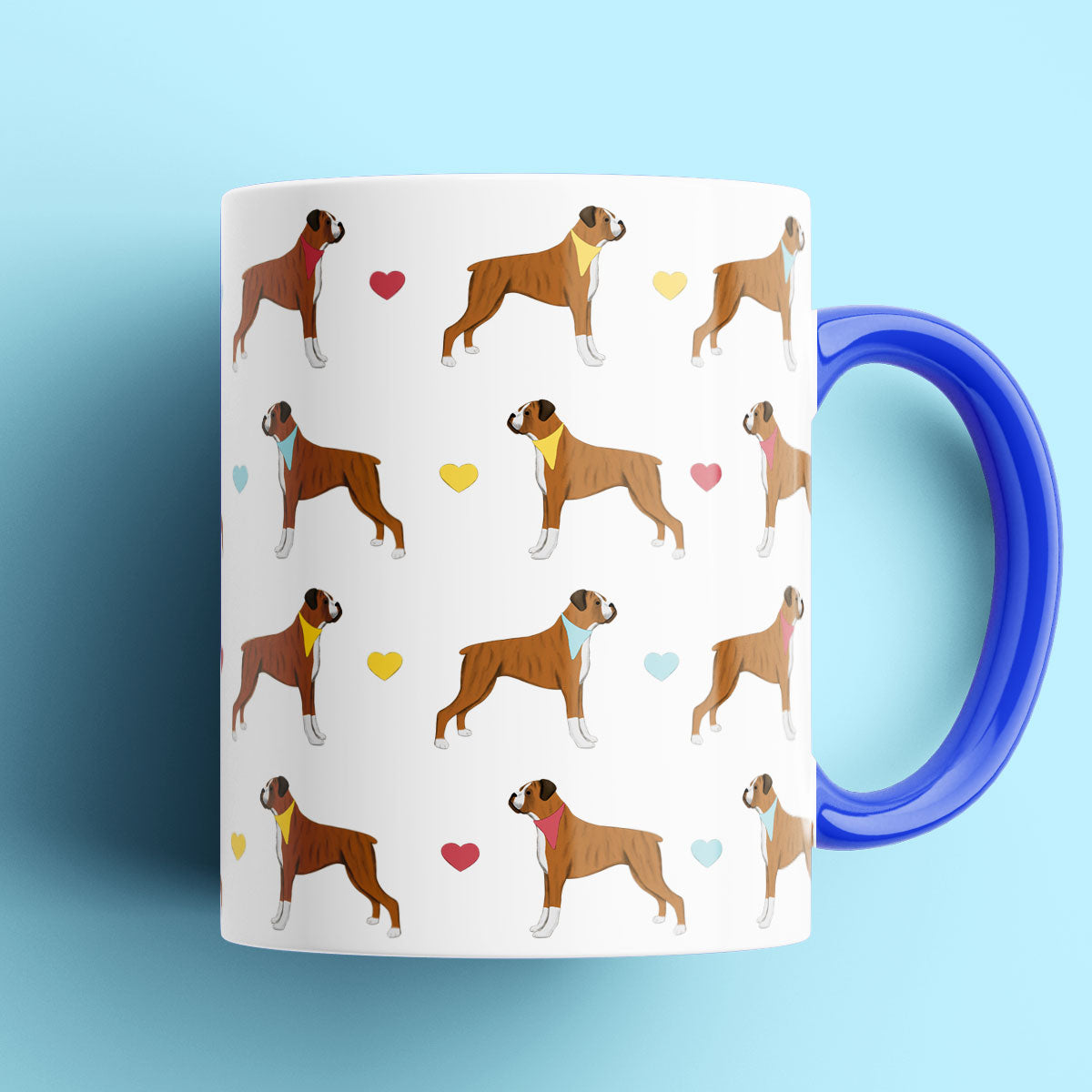 Boxer Dogs and Hearts Patterned Mug