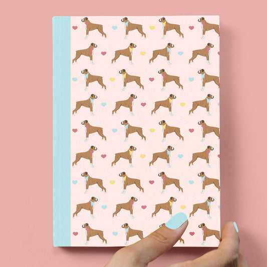 Boxer Dogs and Hearts Hardback Journal