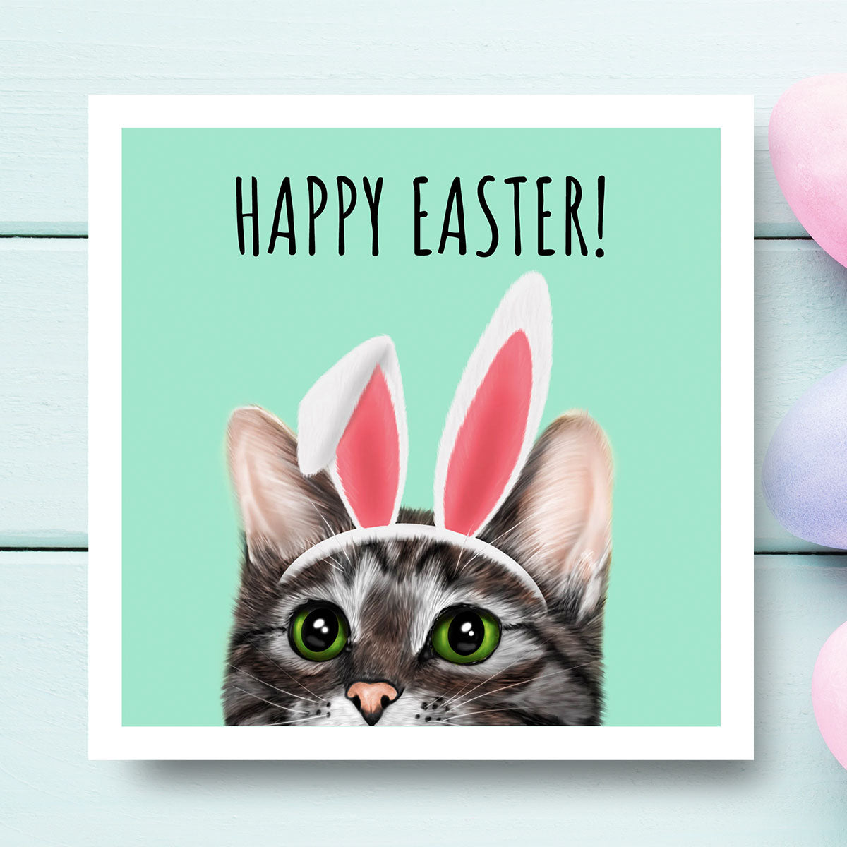 Peeping Cat Happy Easter Card