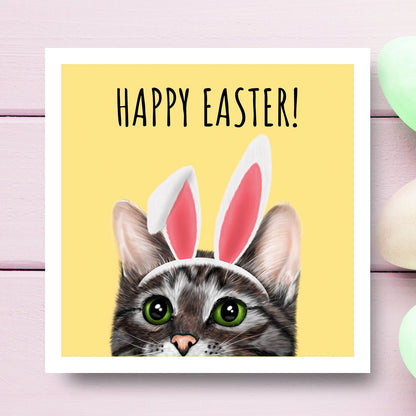 Peeping Cat Happy Easter Card