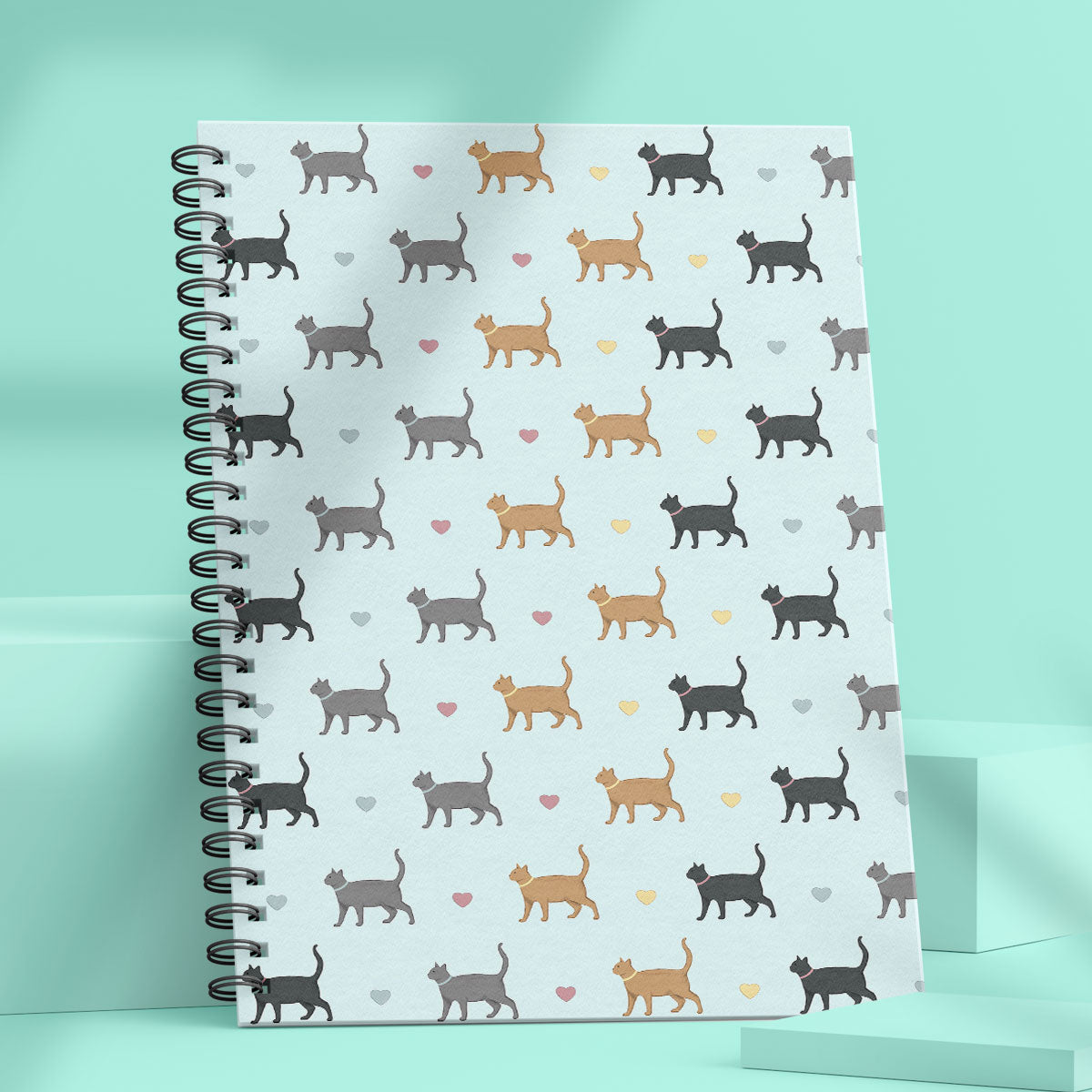 Cats and Hearts Patterned Notebook