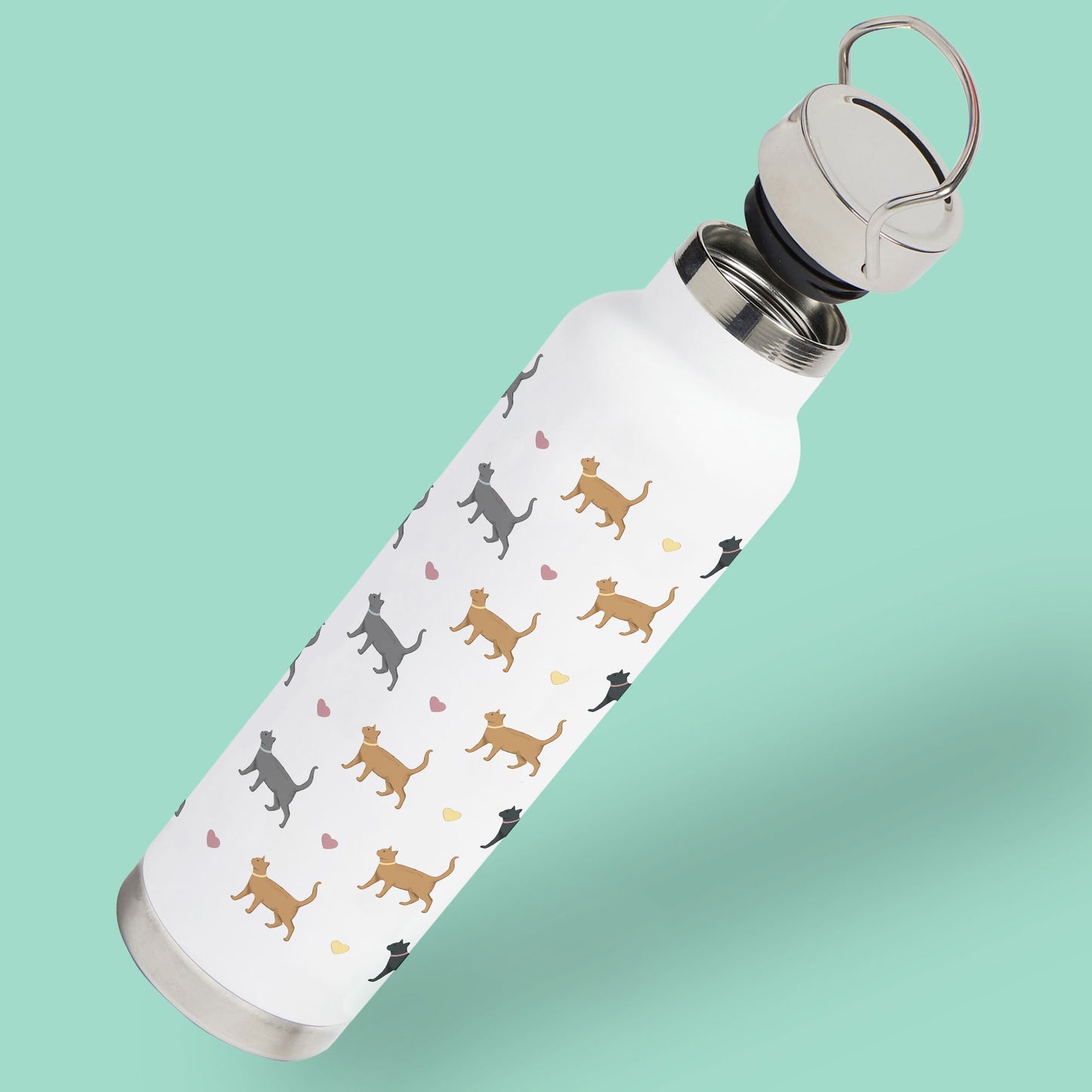 Cats and Hearts Water Bottle