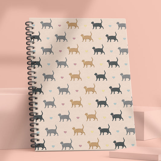 Cats and Hearts Patterned Notebook