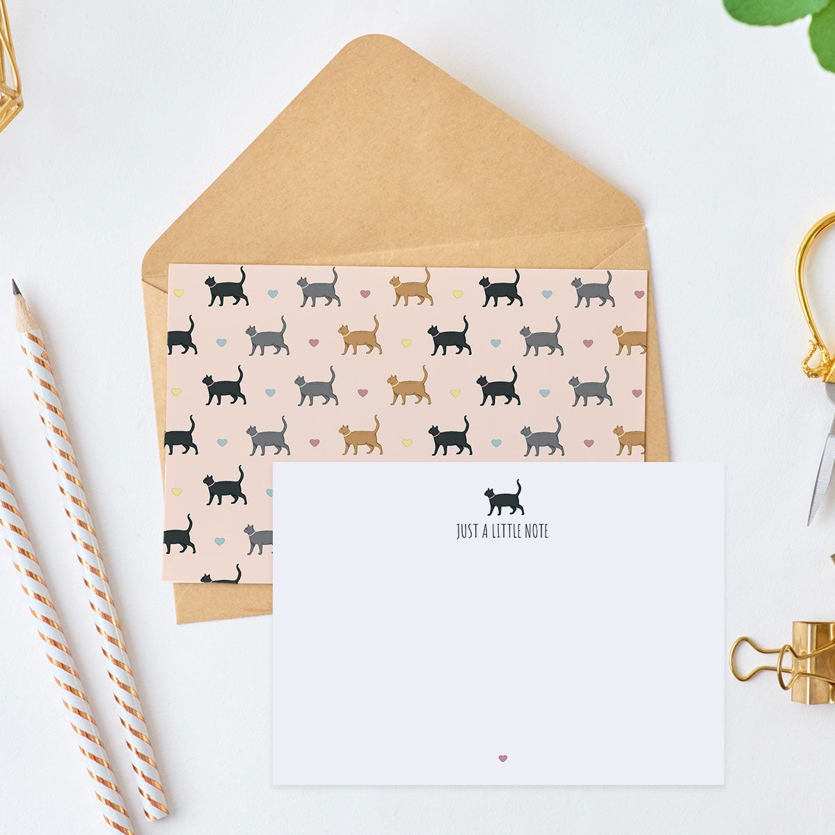 Cats and Hearts Notecard Set