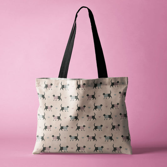 Cats and Hearts Canvas Tote Bag