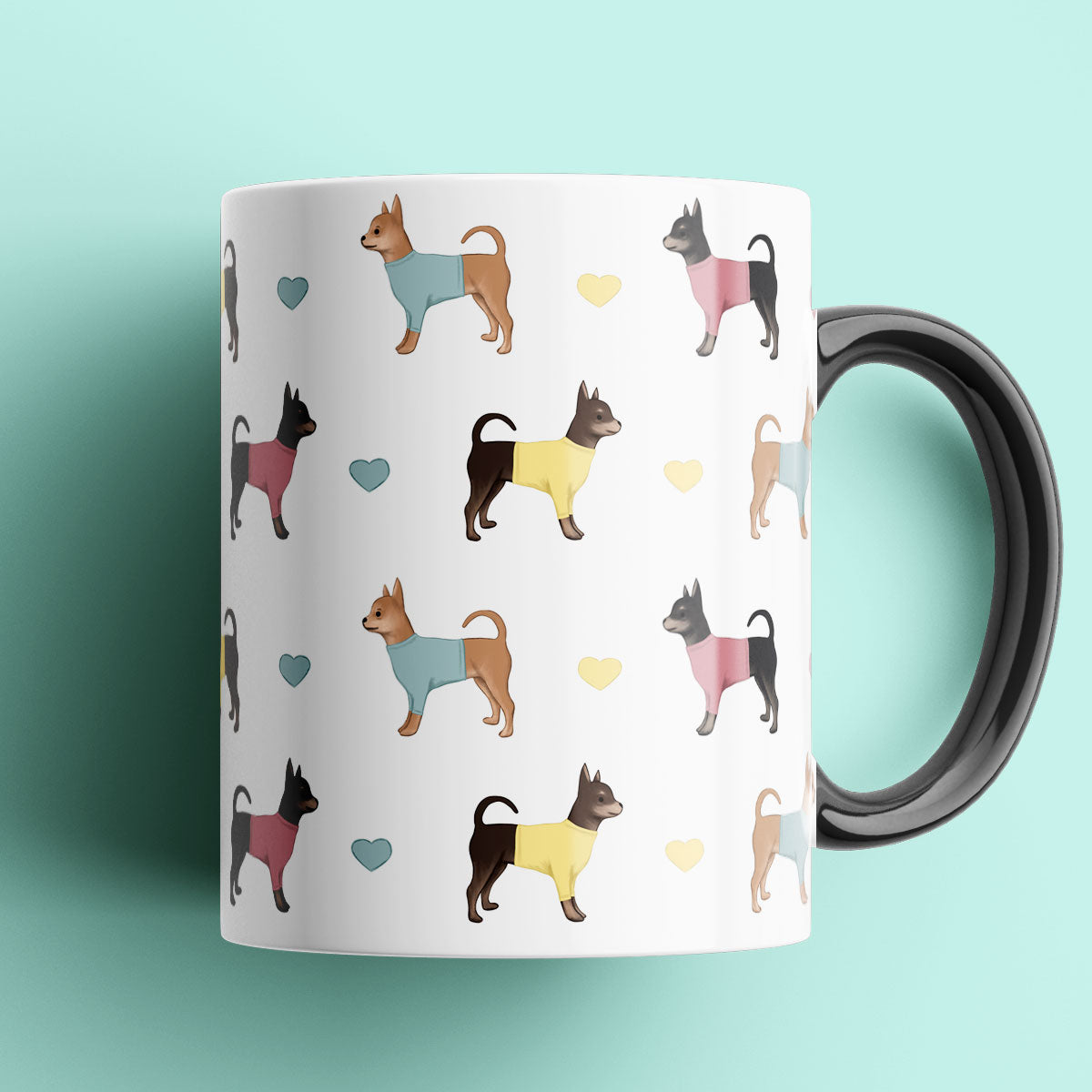 Chihuahuas and Hearts Patterned Mug