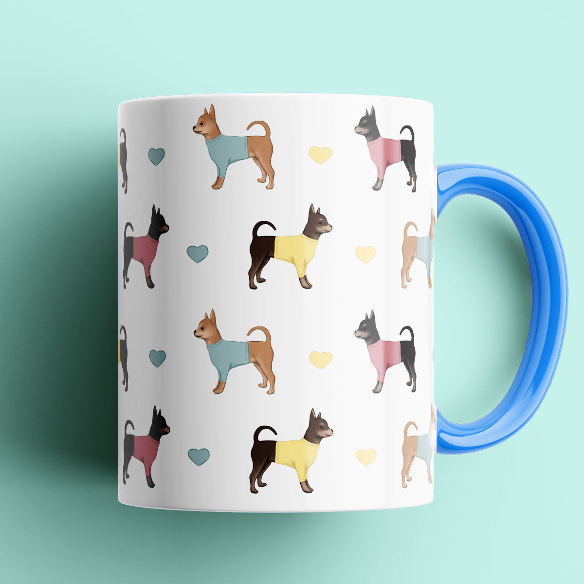 Chihuahuas and Hearts Patterned Mug