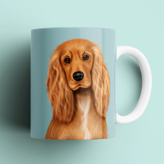 Cute Cocker Spaniel Illustration on mug by Kitty's Art.