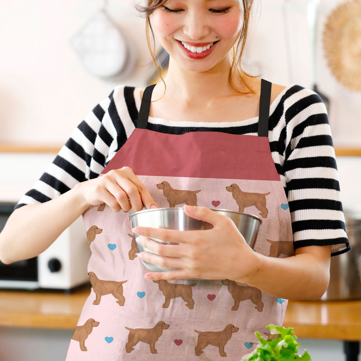 Golden Cocker Spaniels and Hearts Apron