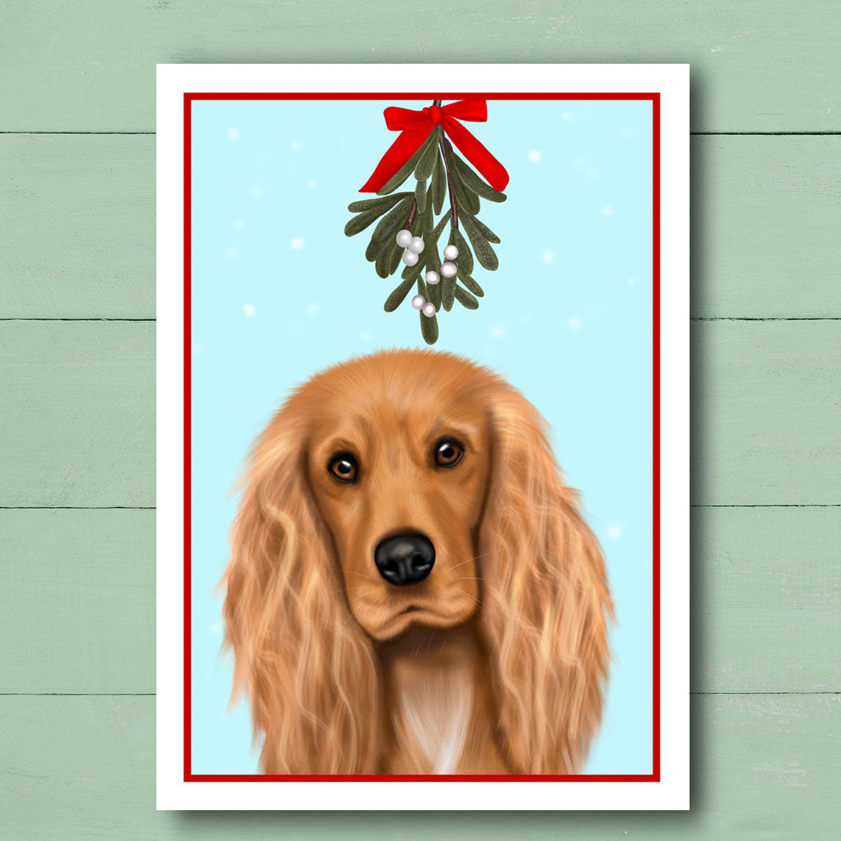 Cocker Spaniel under Mistletoe