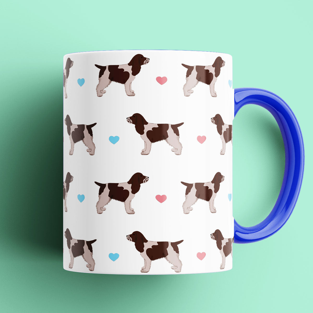 Chocolate Roan Cocker Spaniel and Hearts Patterned Mug