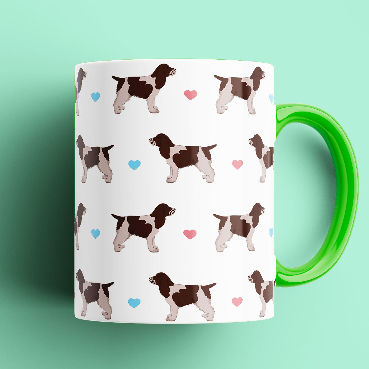 Chocolate Roan Cocker Spaniel and Hearts Patterned Mug