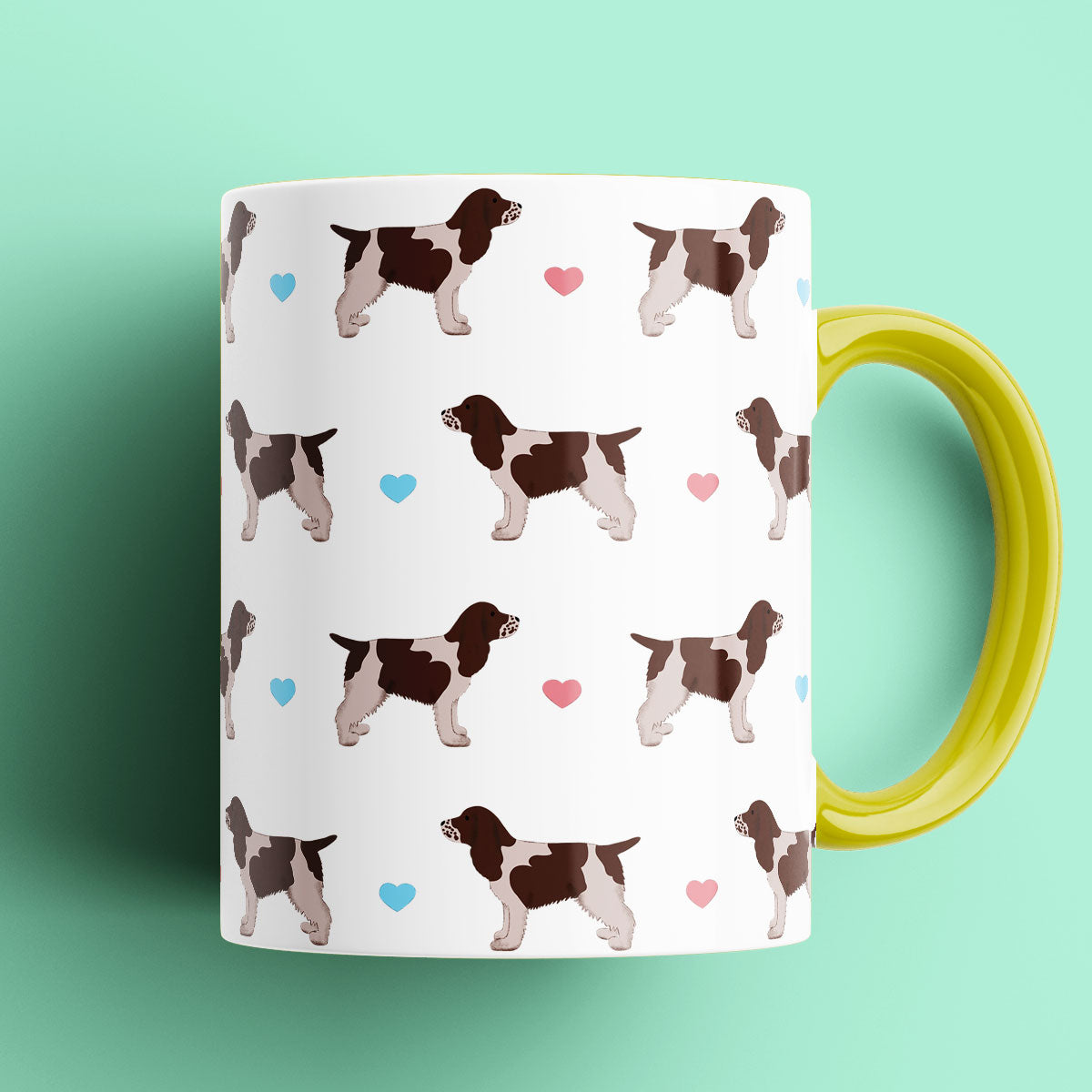 Chocolate Roan Cocker Spaniel and Hearts Patterned Mug