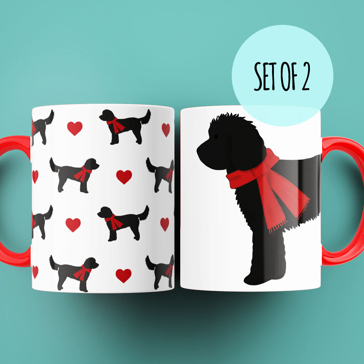 Set of Two Cosy Black Cockapoo Mugs