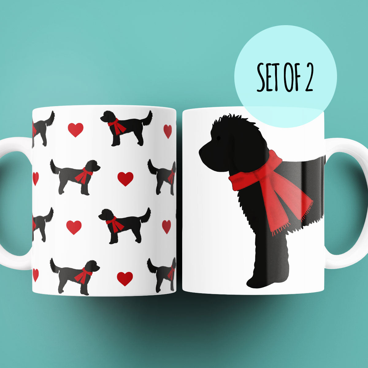 Set of Two Cosy Black Cockapoo Mugs