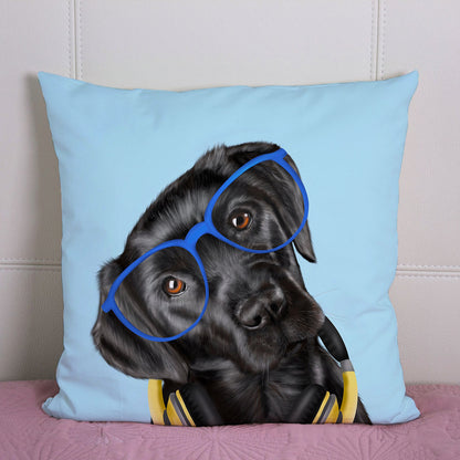 DJ Black Labrador Cushion