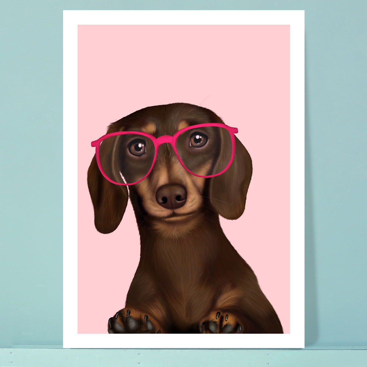 Dachshund in Glasses Card