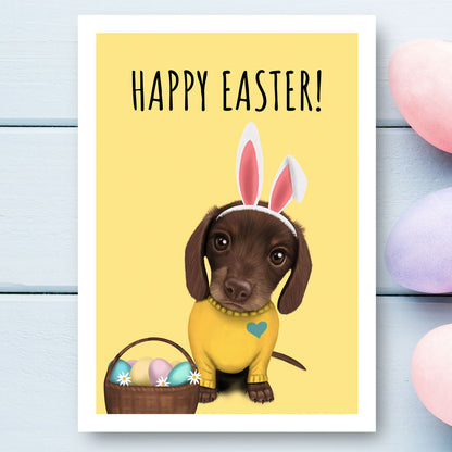 Dachshund Pup Happy Easter Card