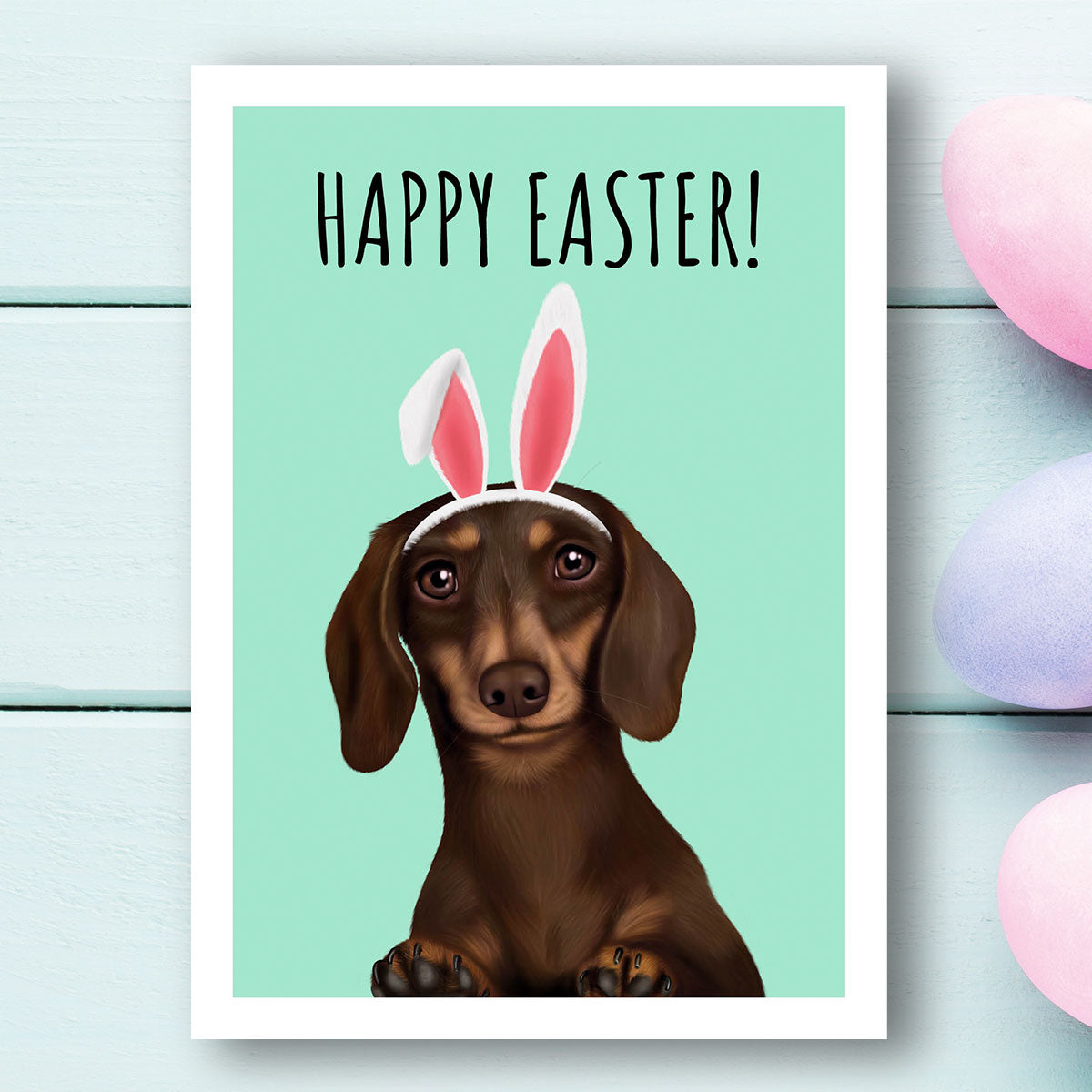 Dachshund Happy Easter Card