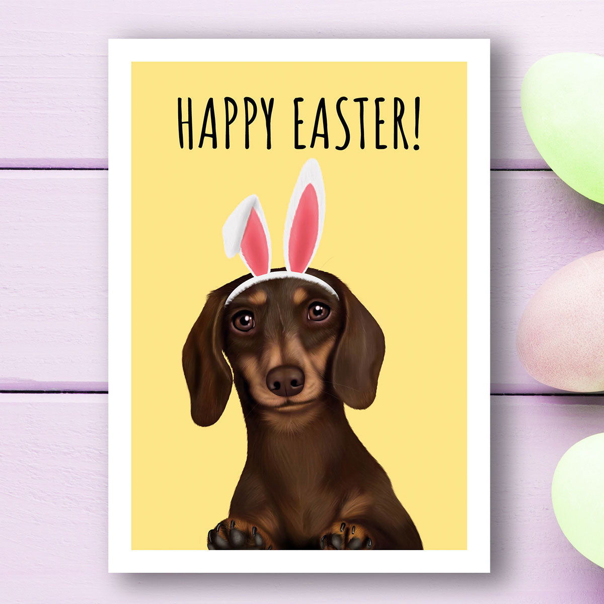 Dachshund Happy Easter Card