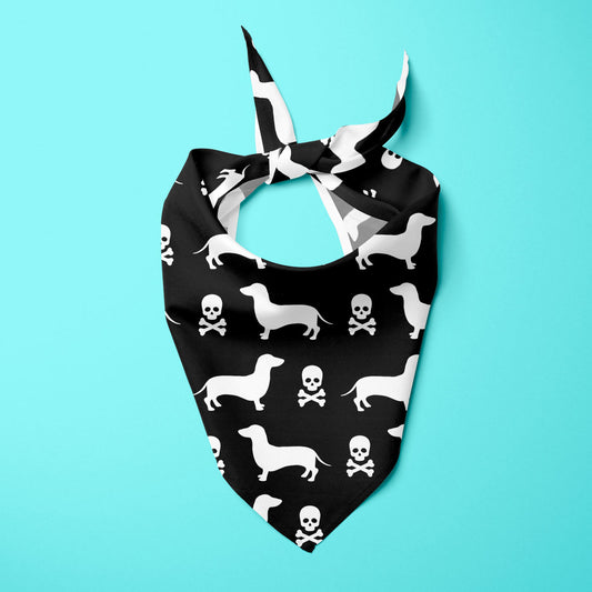 Dachshunds and Skulls Halloween Edition Dog Bandana