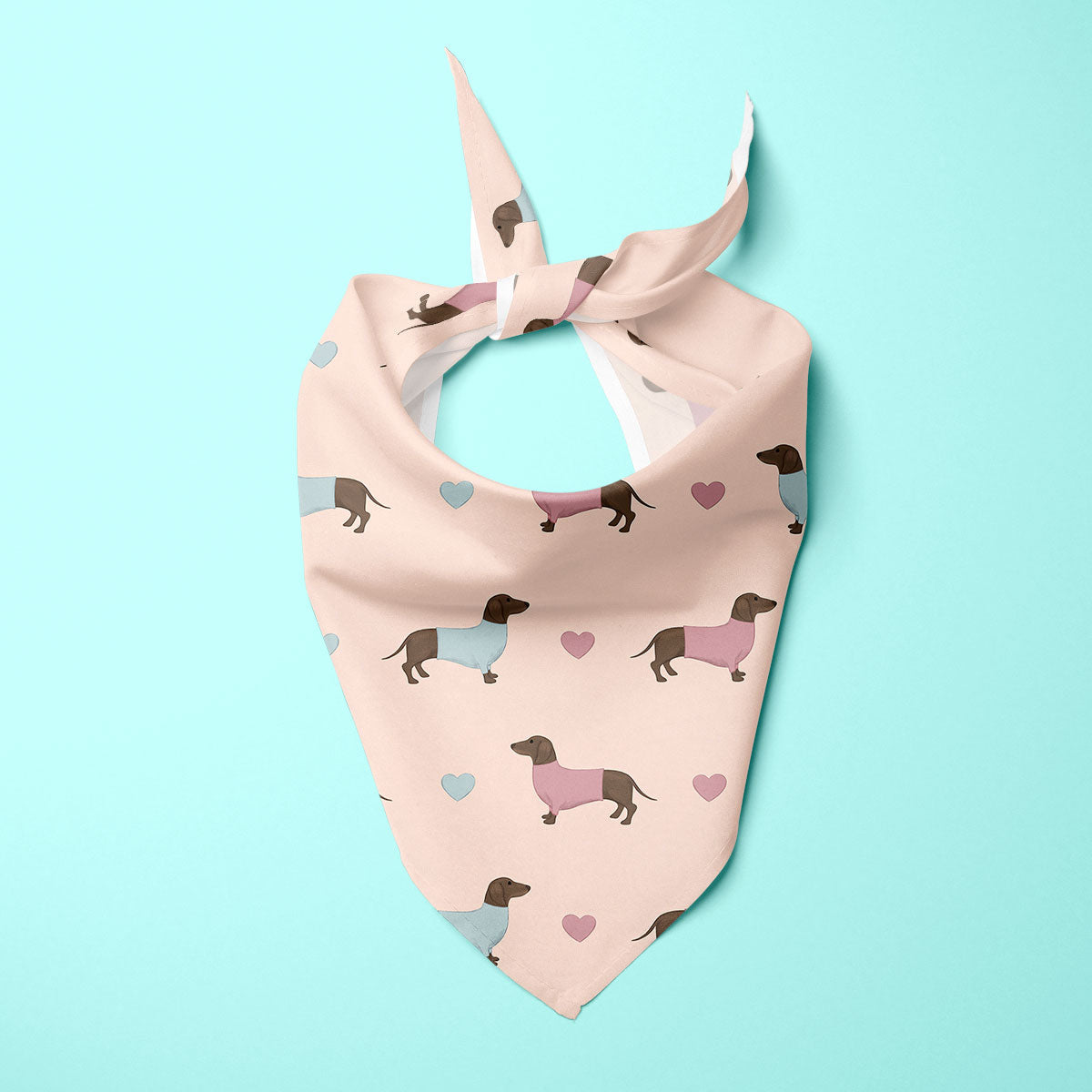 Dachshund and Hearts Dog Bandana