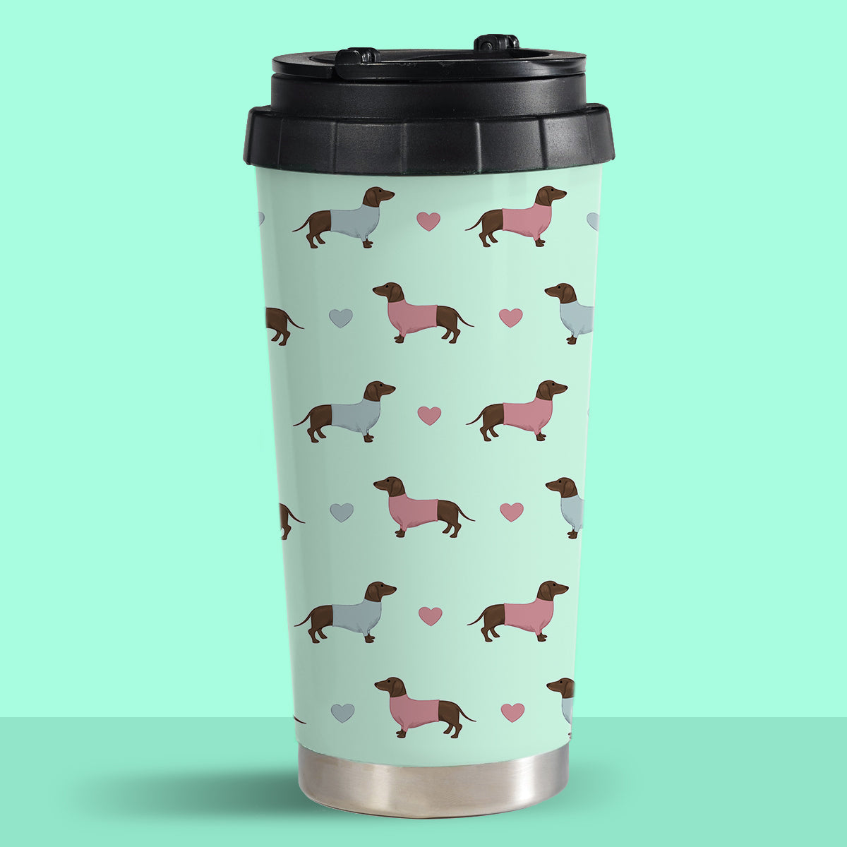 Dachshunds and Hearts Travel Mug