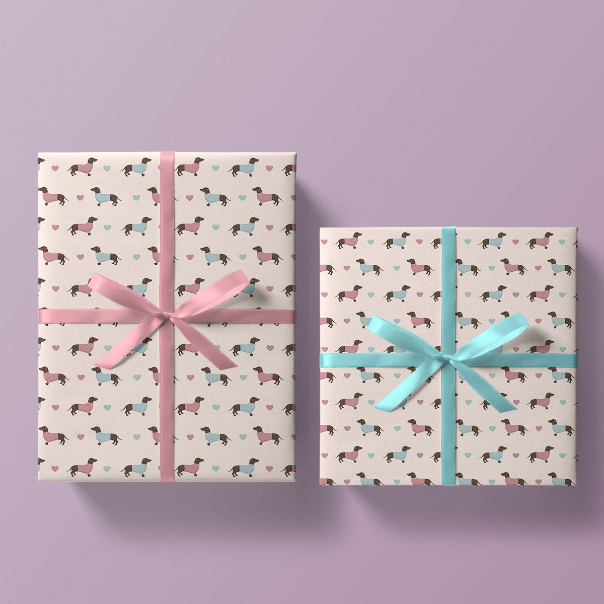 Dachshunds and Hearts Wrapping Paper