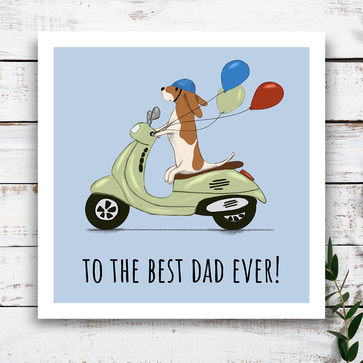 Dog on Vespa "Best Dad Ever" Card