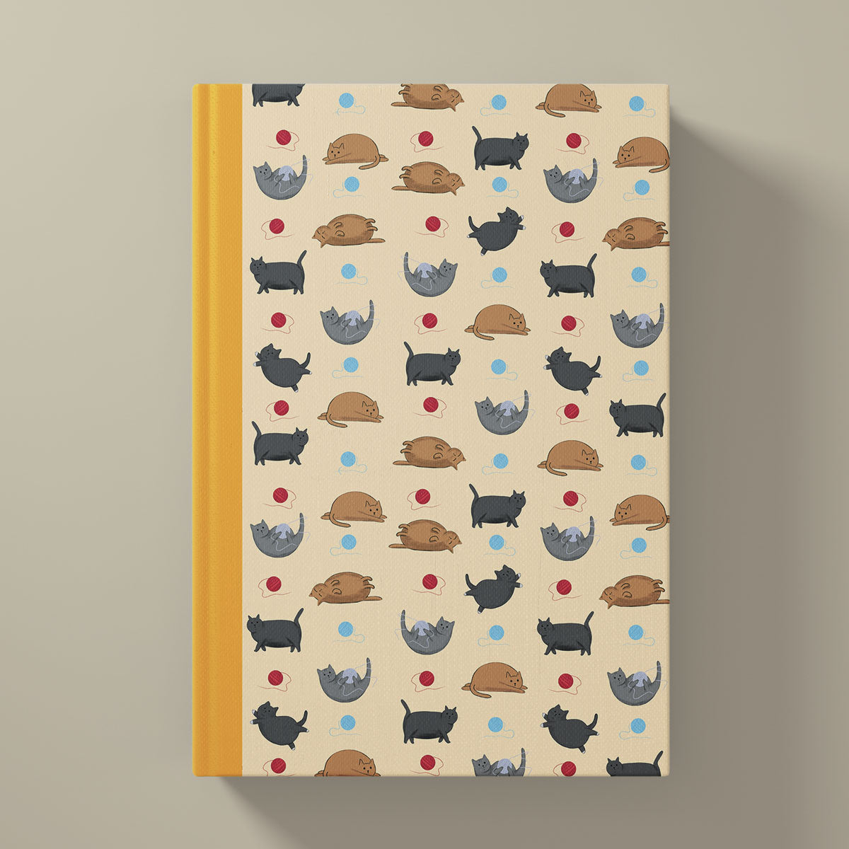 Fat Cats and Wool Pattern Hardcover Journal