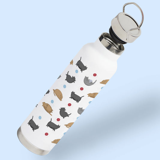 Fat Cats and Wool Pattern Water Bottle