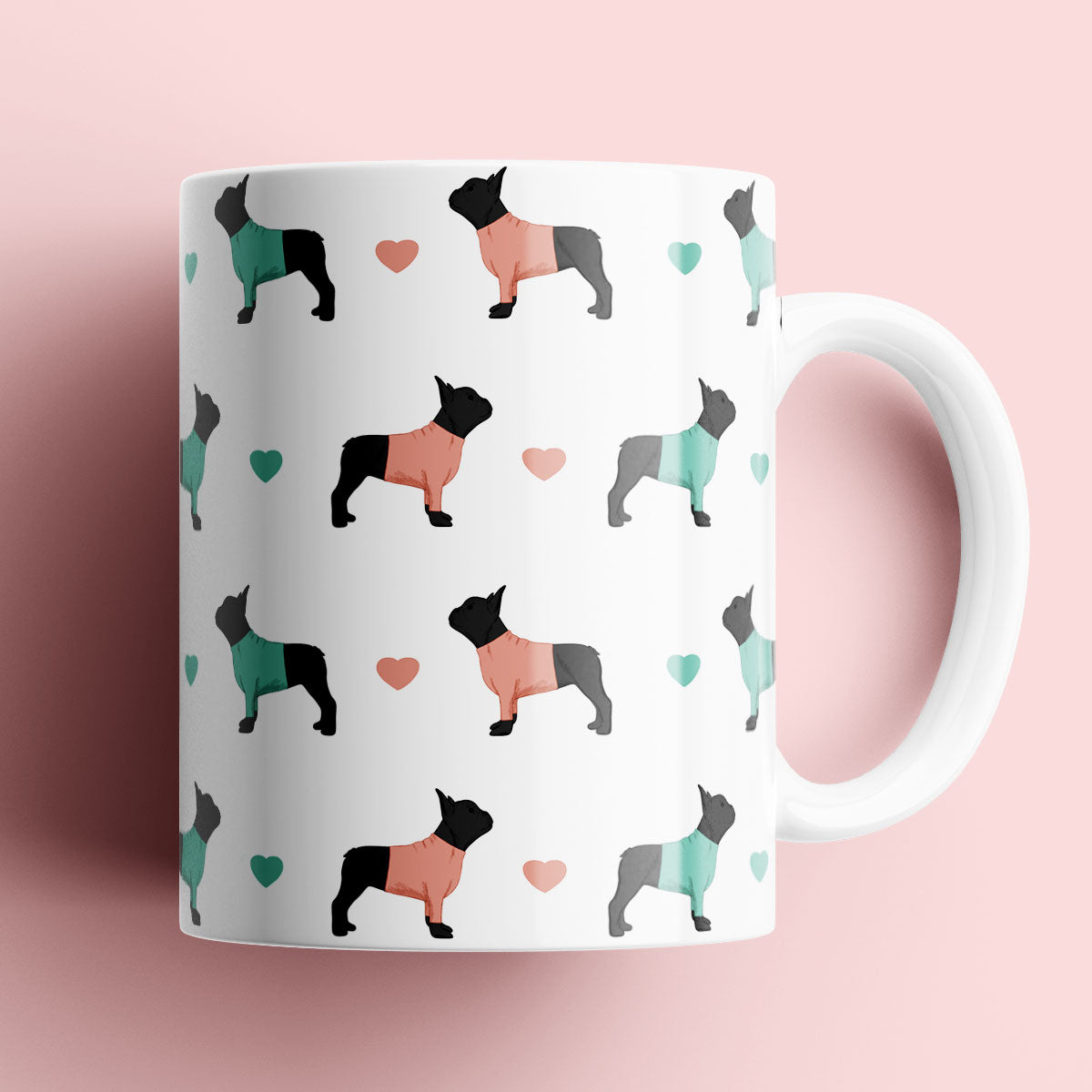 French Bulldogs and Hearts Mug