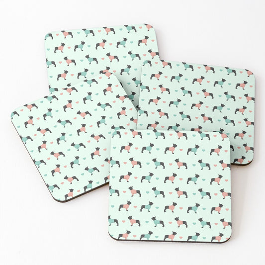 French Bulldogs and Hearts Drinks Coaster