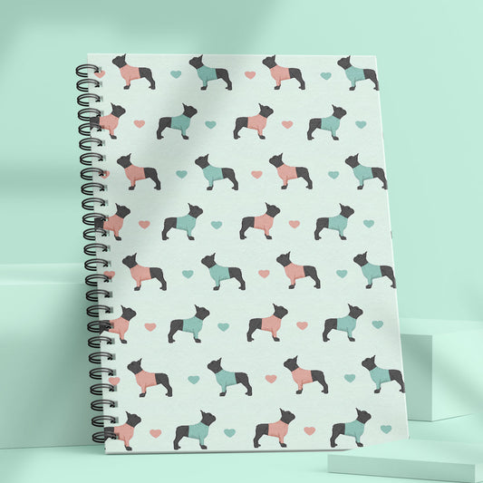 French Bulldogs and Hearts Notebook