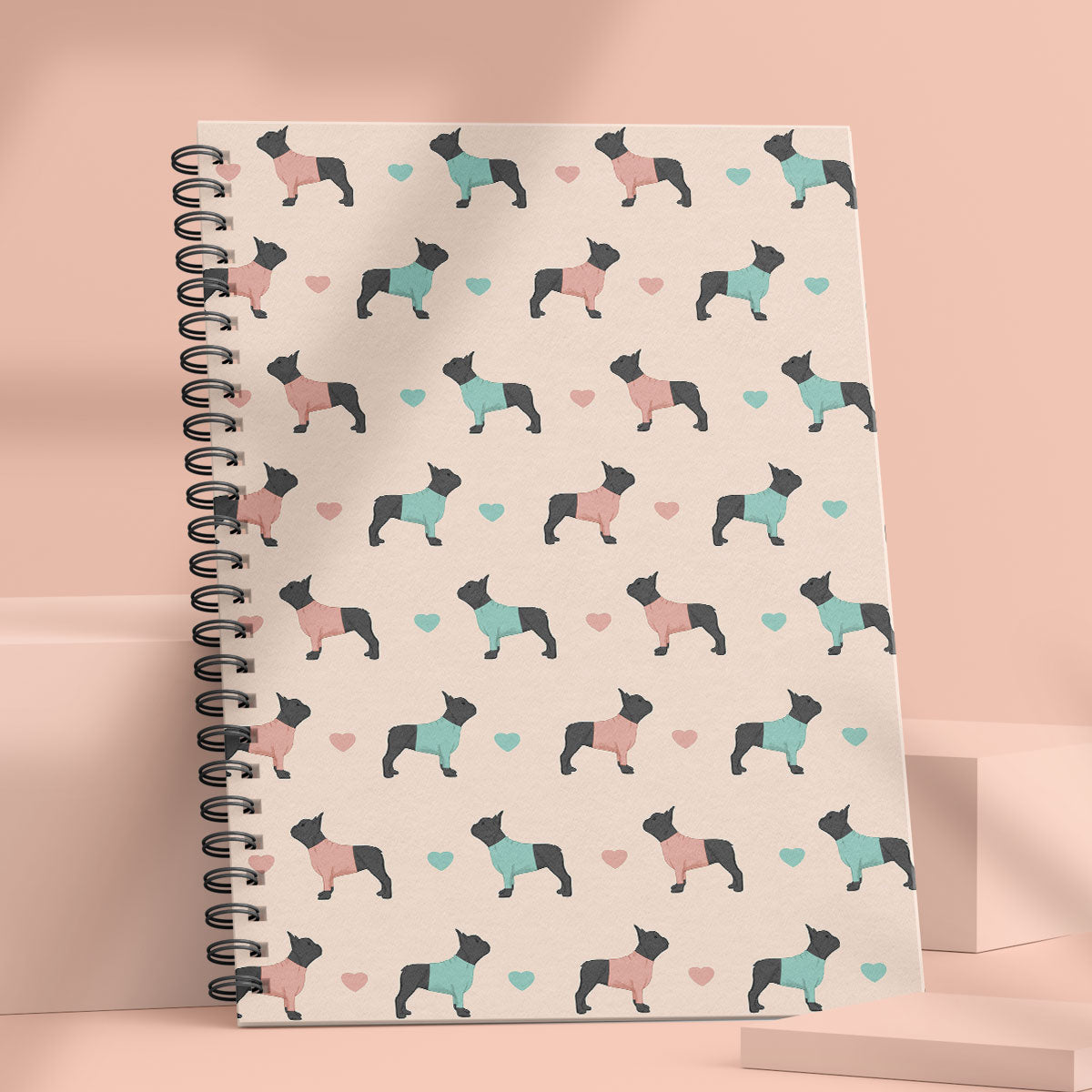 French Bulldogs and Hearts Notebook