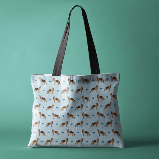 German Shepherds and Hearts Canvas Tote Bag