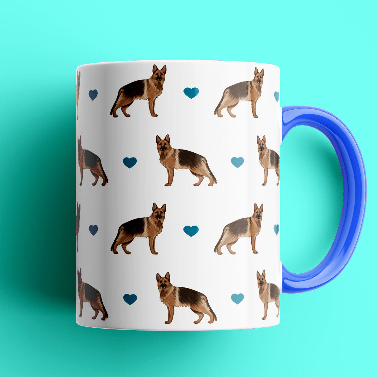 German Shepherds and Hearts Patterned Mug