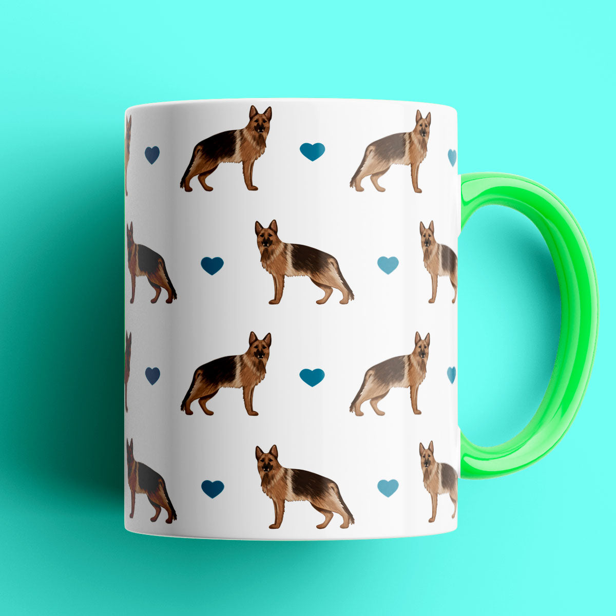 German Shepherds and Hearts Patterned Mug