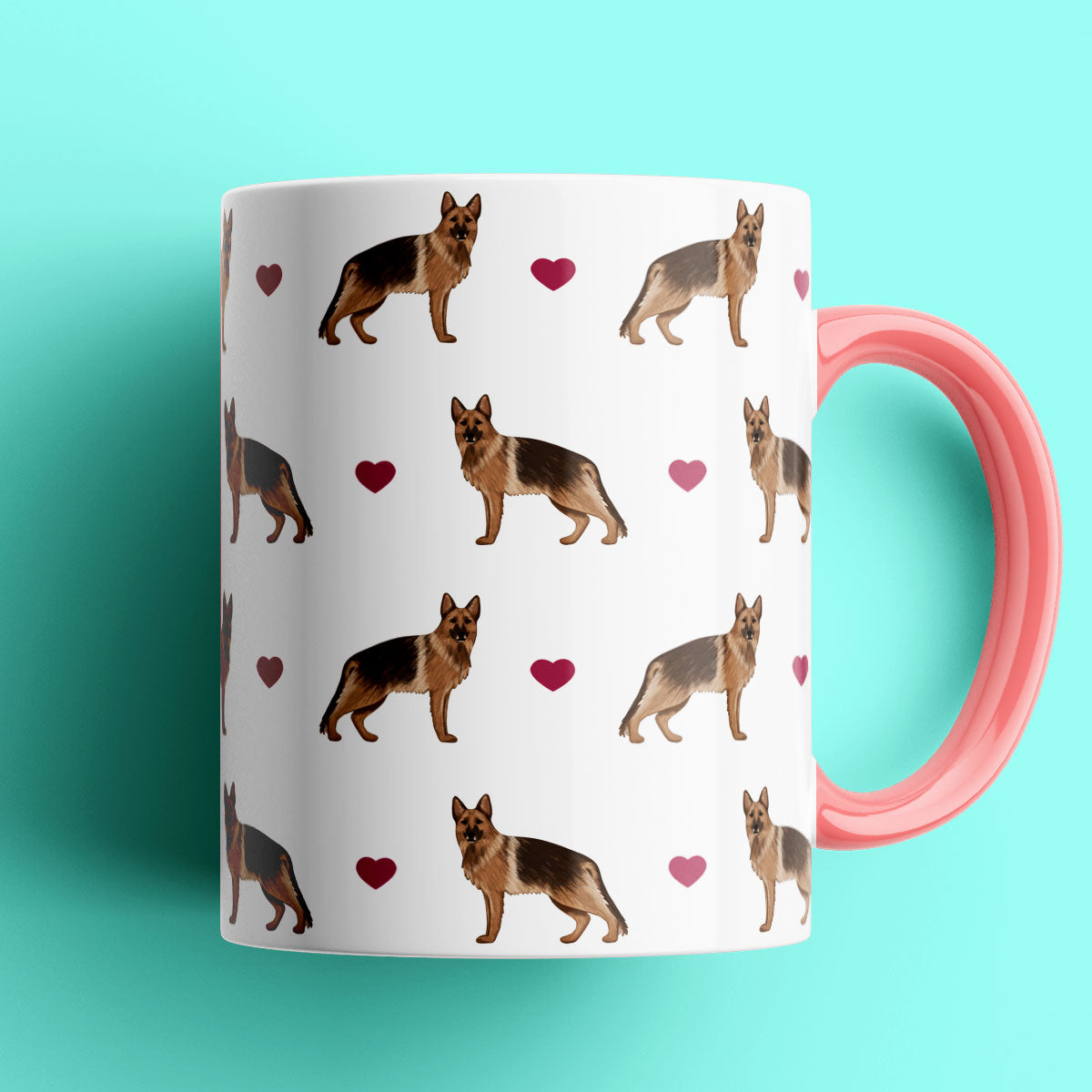 German Shepherds and Hearts Patterned Mug