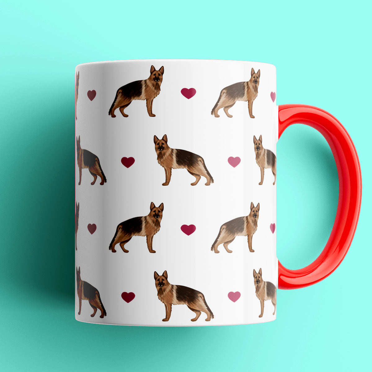 German Shepherds and Hearts Patterned Mug