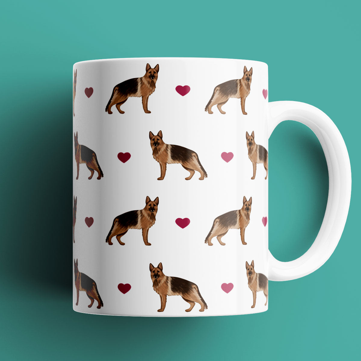 German Shepherds and Hearts Patterned Mug