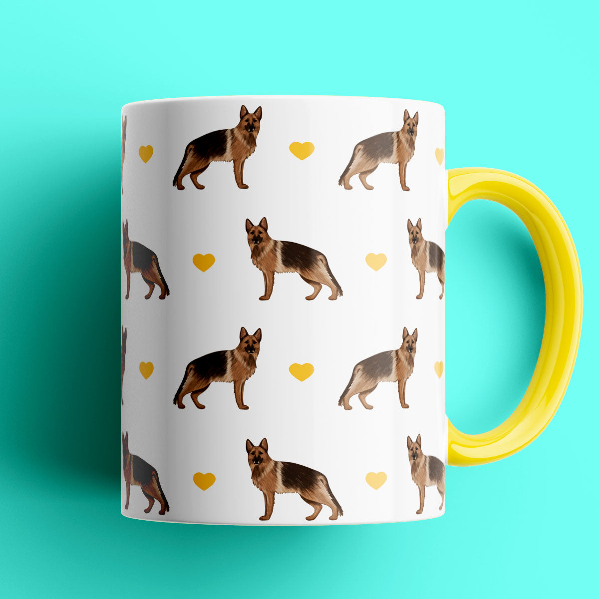 German Shepherds and Hearts Patterned Mug