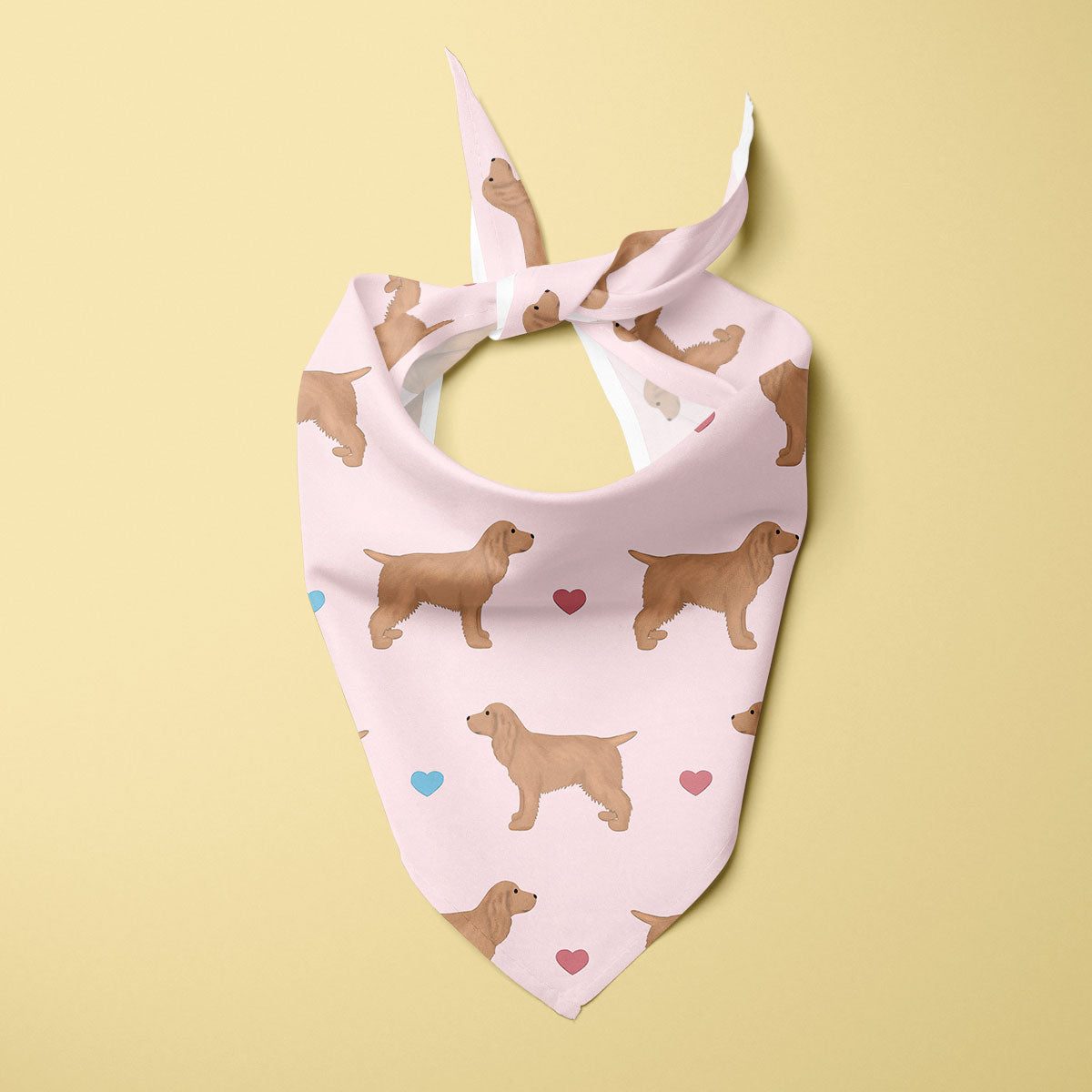 Golden Cocker Spaniels and Hearts Dog Bandana