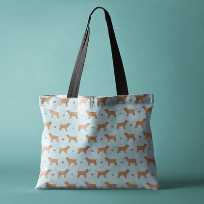 Golden Cocker Spaniels and Hearts Pattern Canvas Tote Bag