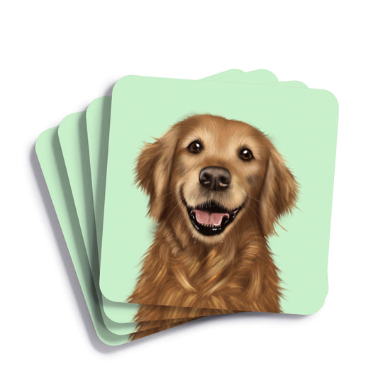 Golden Retriever Drinks Coaster