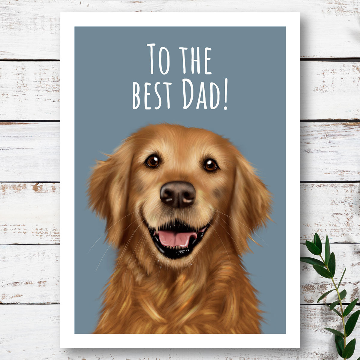 Golden Retriever Best Dad Card