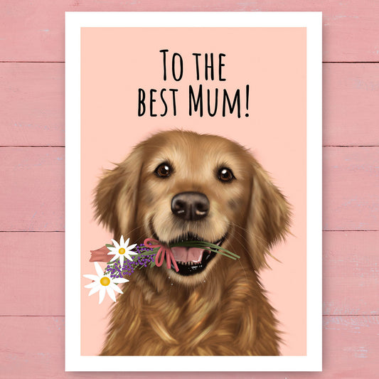 Golden Retriever Best Mum Card