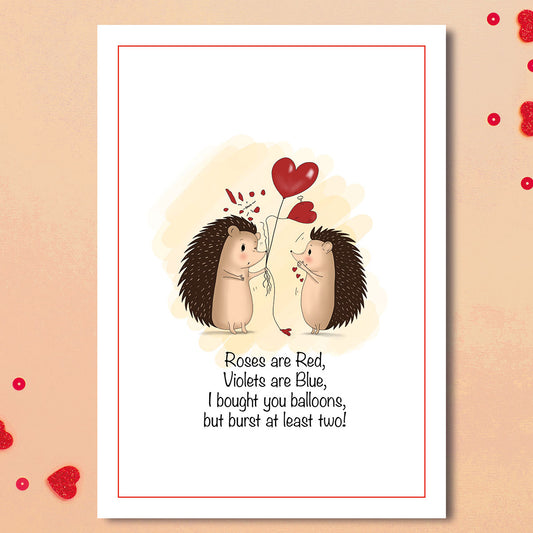 Hedgehogs with Heart Balloons Card